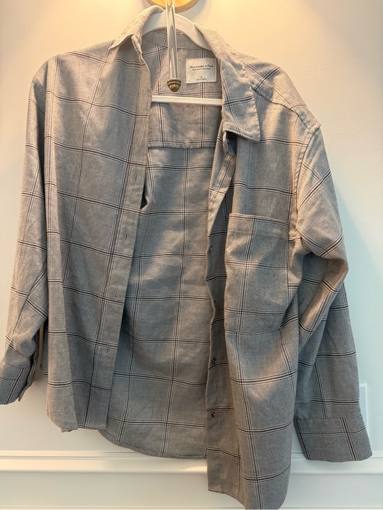 Abercrombie & Fitch Tops - Abercrombie Light Gray Windowpane Shirt Jacket